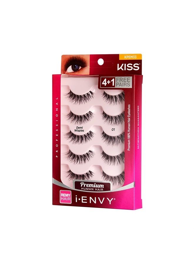 KISS I-ENVY by KISS Beyond Naturale 01 Lashes Demi Wispies 5 Pair 1 Pack Natural Wispy Style KPEM33  - Image 2