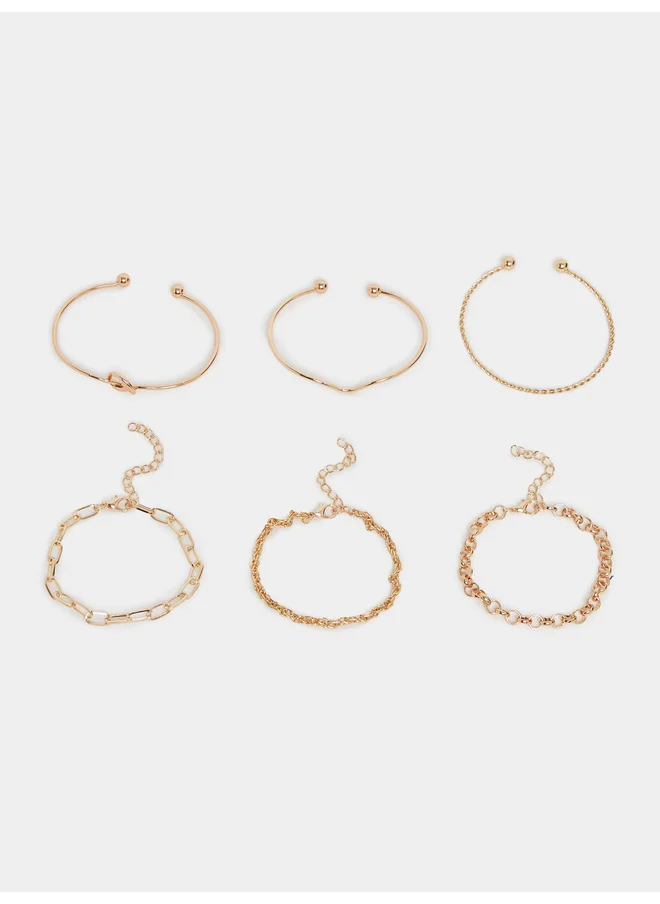 ستايلي Styli Set of 6 - Cuff and Link Chain Bracelets