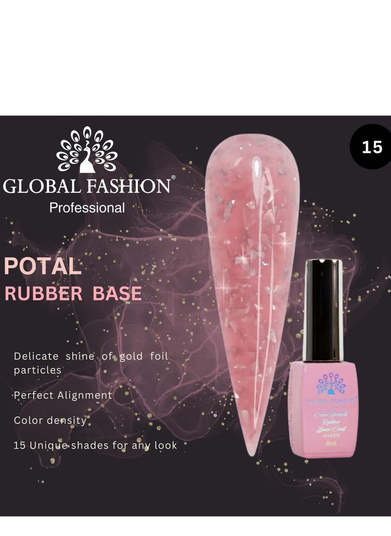 GLOBAL FASHION GLOBAL FASHION-FLAKES RUBBER BASE COAT-8ML (15)  - Image 2
