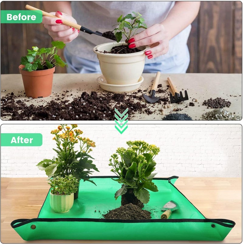DHARVIM® Gardening Mat for Plant Transplanting and Mess Control 29.5"x 29.5" Thickened Waterproof Potting Tray Succulent Potting Mat Portable Gardening Mat Plant Gifts for Women Men, (75 x 75 cm) - Image 2