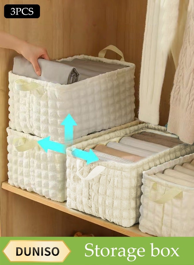 DUNISO 3 Pcs Wardrobe Clothes Organizer，Foldable Clothes Storage Box ，Drawer Organizer With Handles，Moisture and Mold Prevention，Sturdy and Durable，for Organizing Clothing Jeans Toys Book Shelves Closet Wardrobe，36*25*20cm  - Image 1