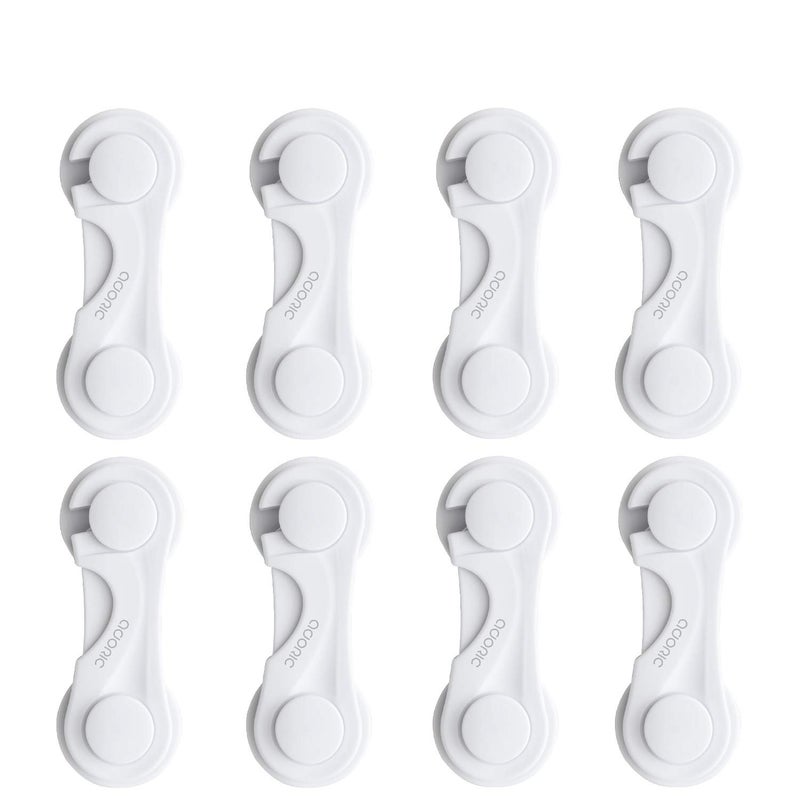 Adoric Child Safety Cabinet Locks, Adoric Baby Child Proof Cabinet Kitchen System, Drawers, Adjustable Strap, No Tools or Drilling and Strong Adhesive (8-Pack White) - Image 1