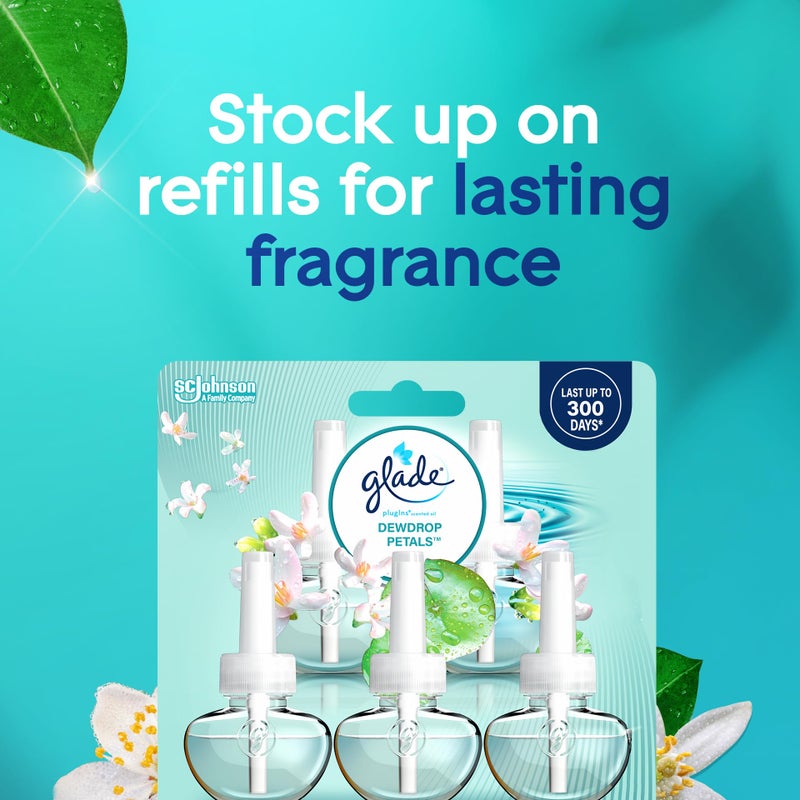 Glade PlugIns Refills Air Freshener, Dewdrop Petals, Scented and Essential Oils for Home and Bathroom, 0.67 Fl Oz, 5 Count - Image 4