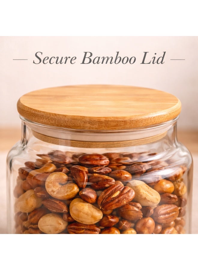 Honey Bee Glass Storage Jar 600ML with Bamboo Lid Airtight Container - Clear Food Storage Jar for Kitchen, Snacks, Sugar, Coffee, Spices - Glass Canister with Silicone Seal for Fresh Storage - Image 5