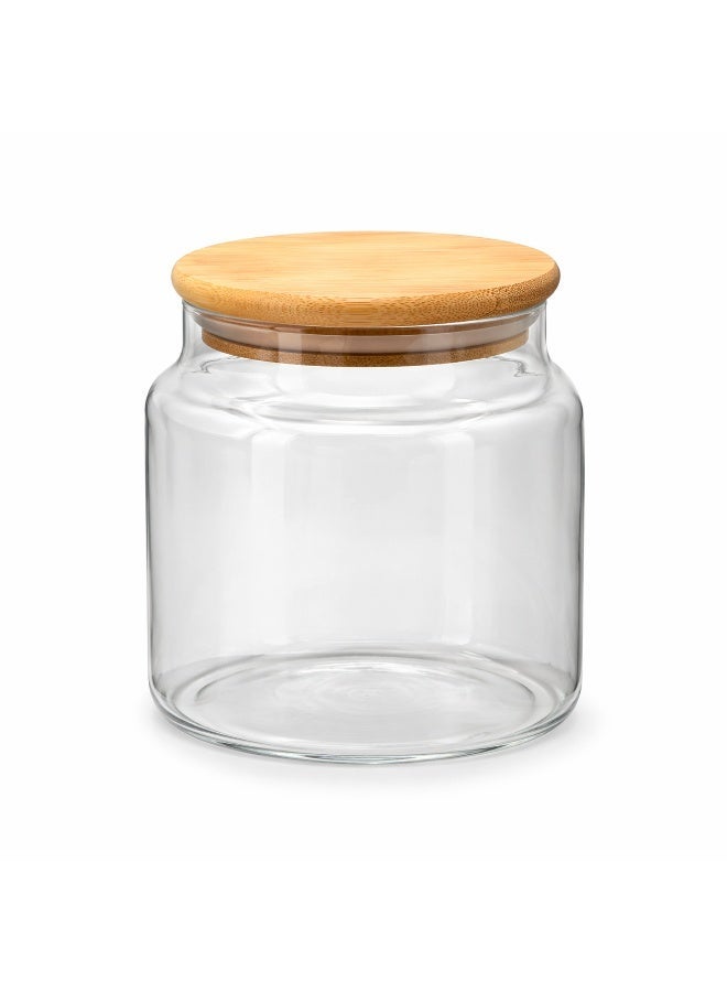 Honey Bee Glass Storage Jar 600ML with Bamboo Lid Airtight Container - Clear Food Storage Jar for Kitchen, Snacks, Sugar, Coffee, Spices - Glass Canister with Silicone Seal for Fresh Storage - Image 1
