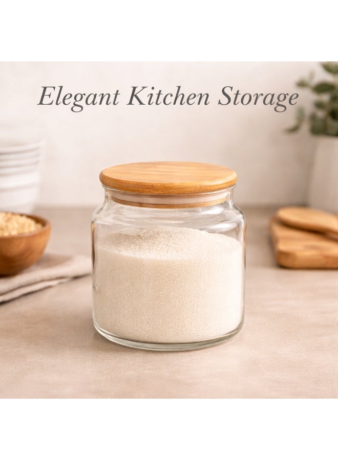 Honey Bee Glass Storage Jar 600ML with Bamboo Lid Airtight Container - Clear Food Storage Jar for Kitchen, Snacks, Sugar, Coffee, Spices - Glass Canister with Silicone Seal for Fresh Storage - Image 4