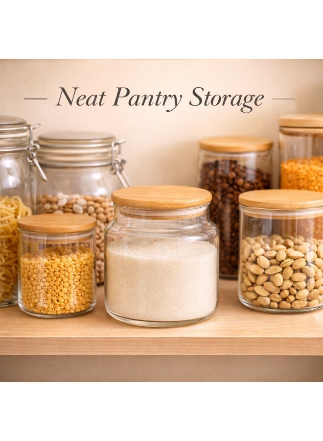 Honey Bee Glass Storage Jar 600ML with Bamboo Lid Airtight Container - Clear Food Storage Jar for Kitchen, Snacks, Sugar, Coffee, Spices - Glass Canister with Silicone Seal for Fresh Storage - Image 3