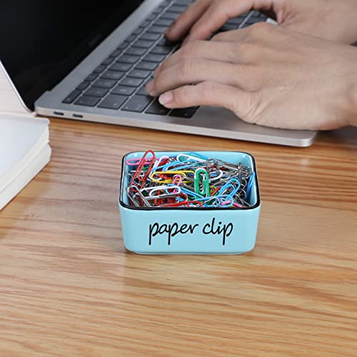 ONTUBE Ceramic Farmhouse Paper Clip Holders for Desk 3.3 Inch, Turquoise - Image 4