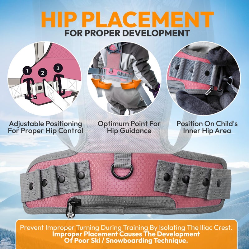 Sklon Ski and Snowboard Harness Trainer for Kids - Teach Your Child the Fundamentals of Skiing and Snowboarding - Premium Training Leash Equipment Prepares Them to Handle the Slopes (Pink Snowflake) - Image 4
