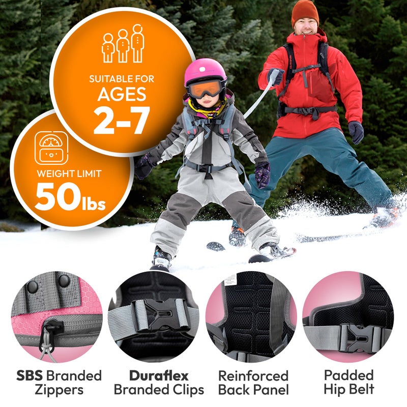 Sklon Ski and Snowboard Harness Trainer for Kids - Teach Your Child the Fundamentals of Skiing and Snowboarding - Premium Training Leash Equipment Prepares Them to Handle the Slopes (Pink Snowflake) - Image 5