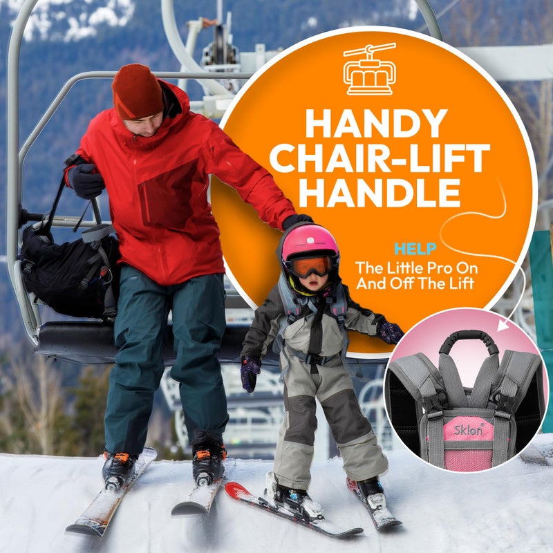 Sklon Ski and Snowboard Harness Trainer for Kids - Teach Your Child the Fundamentals of Skiing and Snowboarding - Premium Training Leash Equipment Prepares Them to Handle the Slopes (Pink Snowflake) - Image 3