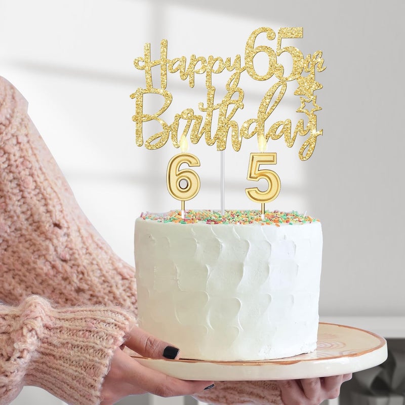YeohJoy 65th Birthday Decorations for Women with Tiara and Sash, Candles and Cake Topper, Number Balloons, 65th Birthday Gifts for Women - Image 4