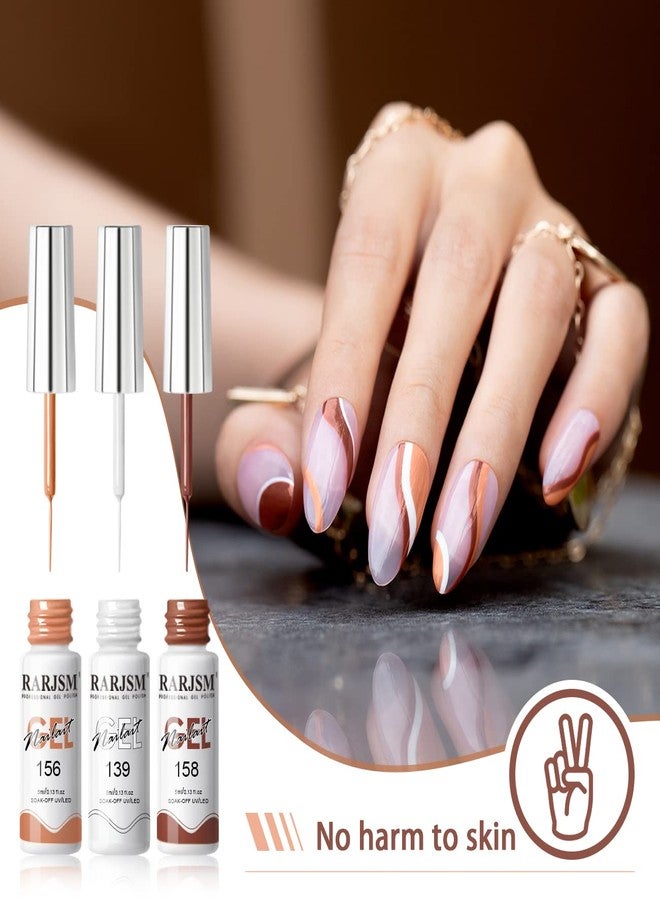RARJSM Gel Liner Nail Art 24 Pieces 5ml Gel Art Liners for Nails Pink Red Green Yellow Silver Gold Glitter Summer Fall Nude Colors Painting Striping Gelpolish Thin Brush UV Soak off Curing Needed - Image 4