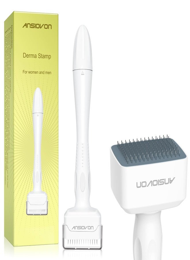 ANSIOVON Derma Stamp - ANSIOVON Microneedling Stamp for Hair Face Scalp Beard - Microneedle Dermastamp at Home - Micro Needling Stamp for Women and Men - Image 1