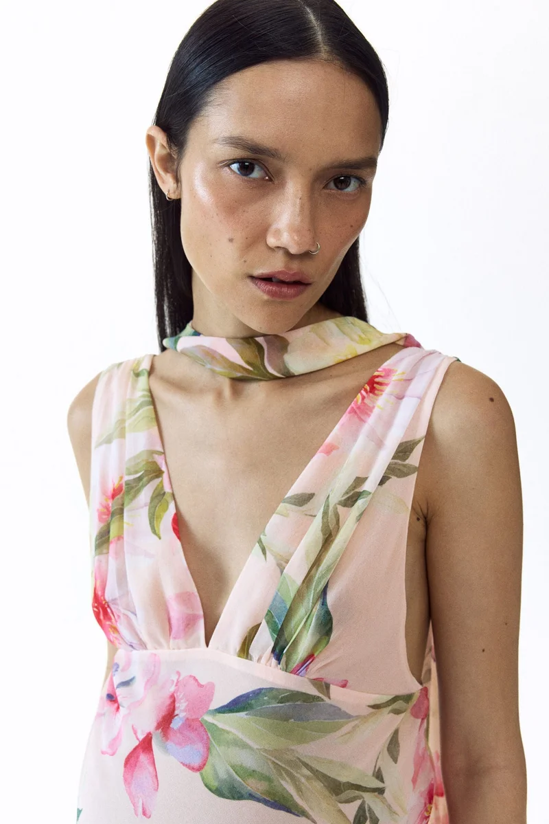 H&M MAMA Scarf-detail chiffon dress