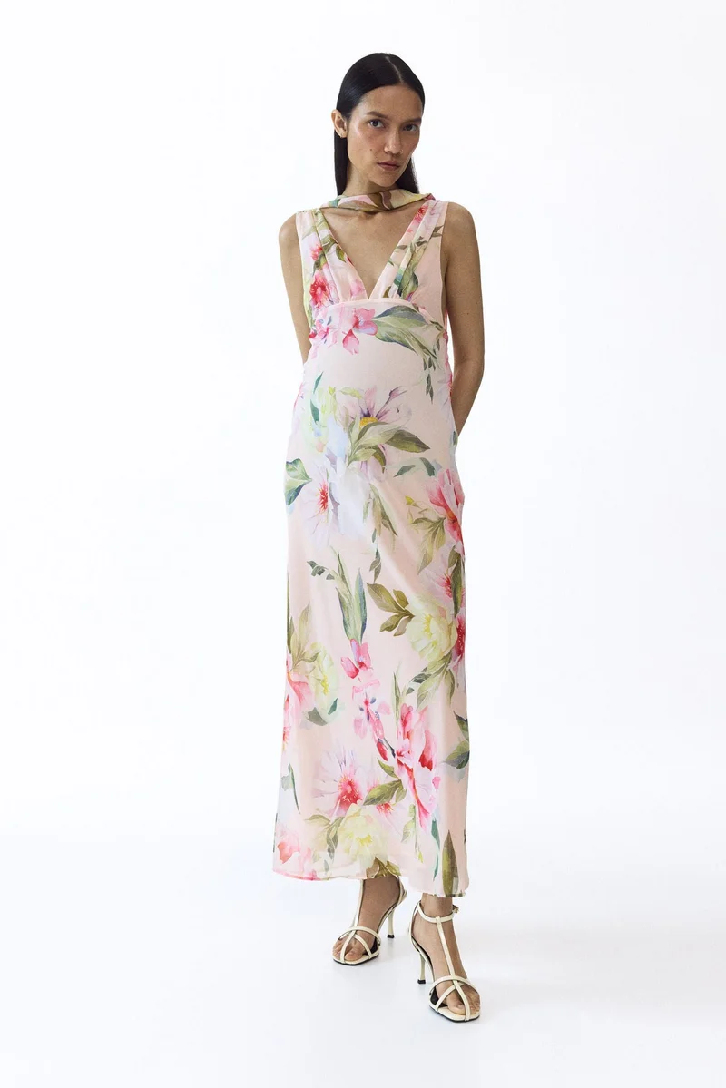 H&M MAMA Scarf-detail chiffon dress