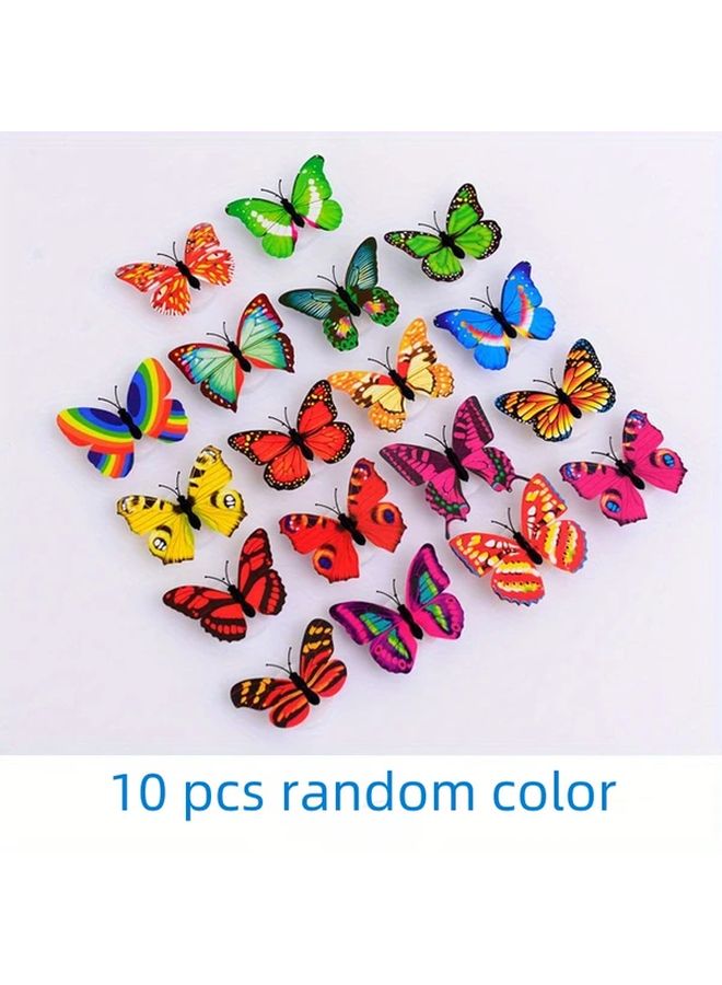 10 قطعة فراشة مضيئة عشوائية الألوان أضواء ليلية تعمل بالبطارية إضاءة حائط LED - Image 1