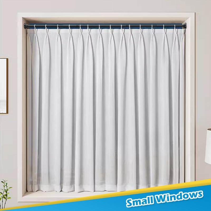 MOEROTER 2pcs Tension Curtain Rod 33 to 56 No Drilling Spring Tension Rod Adjusting Black Curtain Rod No Drilling Non-Slip Expandable Spring Loaded Curtain Tension Rods for Window, Doorway, Closet, Wardrobe - Image 2
