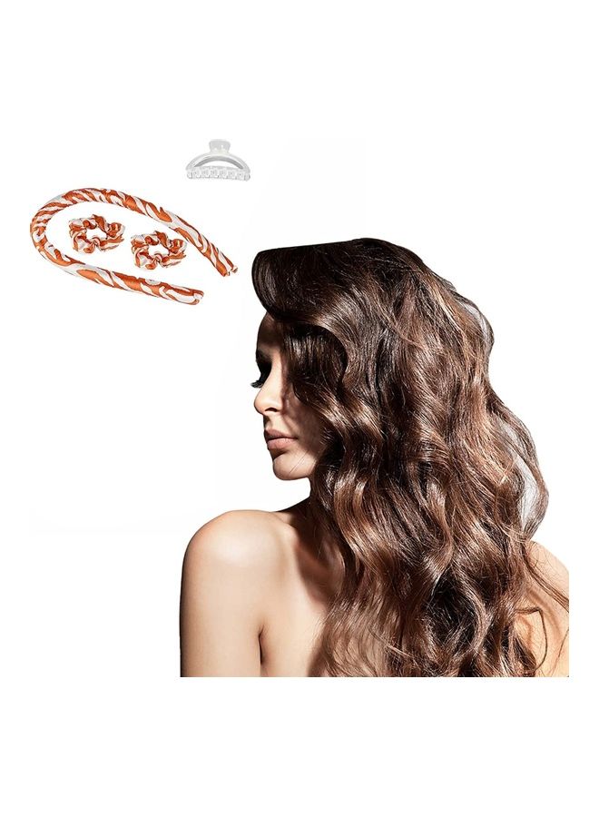 NIBEMINENT Heatless Curling Rod Headband Curler Set Orange/White - Image 2