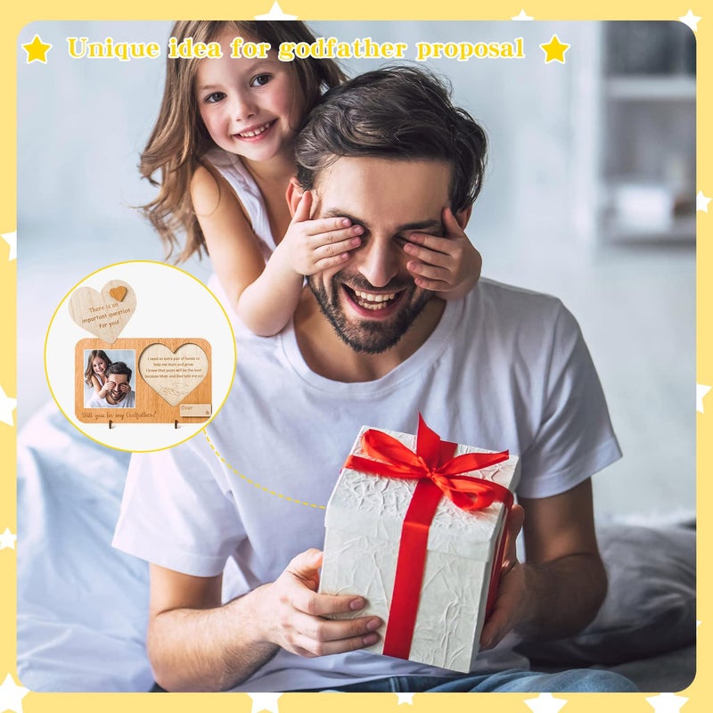 cjiangpo هل ستكون مقترح العراب مقترح الهدايا العراب الخشبية الإطار صورة من Godchild الفريد من نوعه للآباء مقترح الهدية - Image 4