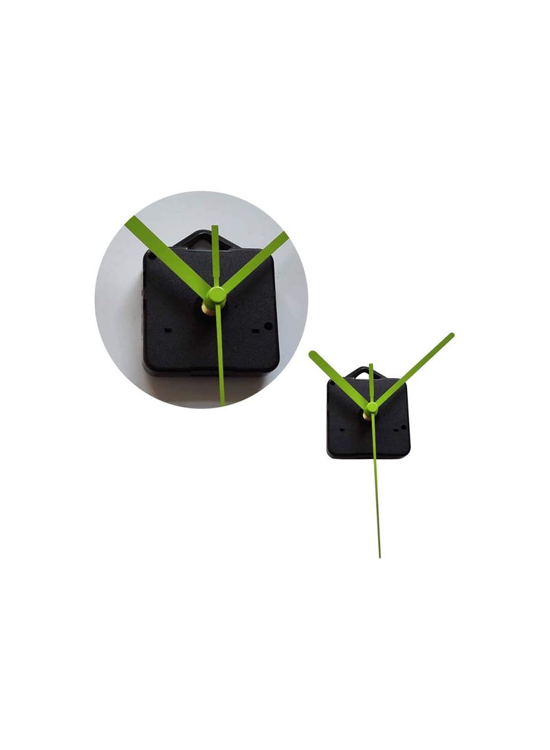 Silence Quartz Clock Movement Silent Clock Mechanism Replacement Part Quartz Clock with Hook Movement Kits DIY Repair Parts (Green, Without Battery, A Clock Core and 3 Pointers)