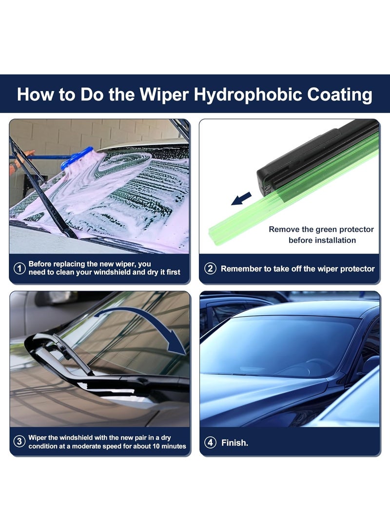 مجموعة شفرات مساحات الزجاج الأمامي البديلة من السيليكون المطلي S-Type مقاس 24 و19 بوصة مع وصلة فوهة غسيل الزجاج لتجربة قيادة آمنة وواضحة في جميع الظروف الجوية - Image 5