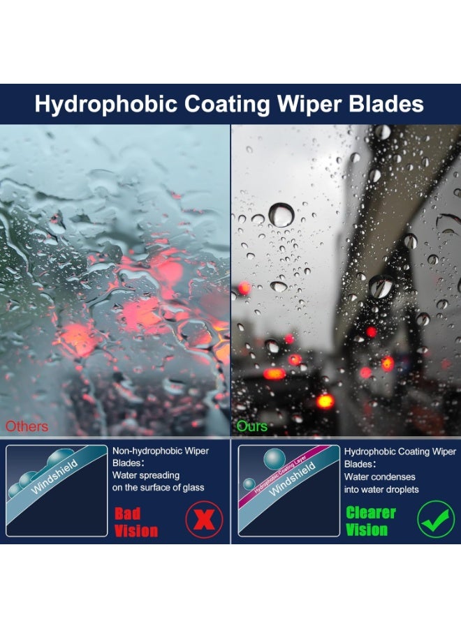 مجموعة شفرات مساحات الزجاج الأمامي البديلة من السيليكون المطلي S-Type مقاس 24 و19 بوصة مع وصلة فوهة غسيل الزجاج لتجربة قيادة آمنة وواضحة في جميع الظروف الجوية - Image 4