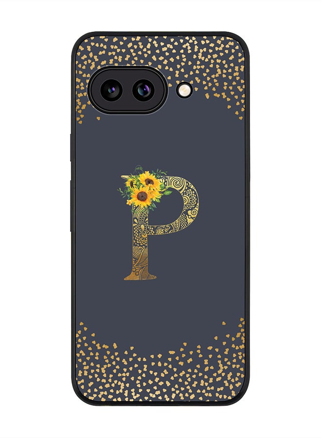 Stylizedd For Google Pixel 9a Case,Slim fit Camera Protection, Shockproof Thin Phone cover  - Custom Floral Monogram - P  (Grey )