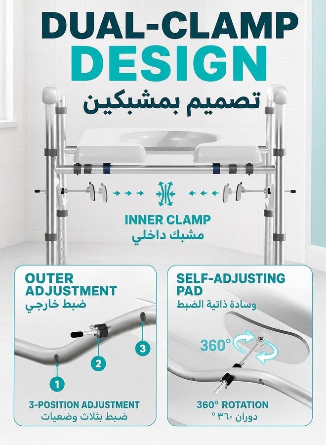 WALALLA Raised Toilet Seat Riser with Handles for Seniors,Adjustable Elevated Height & Width,500lb Handicap Toilet Seat with Locking Clamps for Elderly,Pregnant,Fit Any Toilet - Image 2