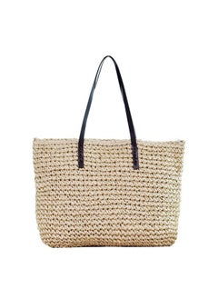 Ayliss Women Straw Woven Tote Large Beach Handmade Weaving Shoulder Bag Purse Straw Handbag (Square Beige 1)  - Image 1