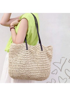 Ayliss Women Straw Woven Tote Large Beach Handmade Weaving Shoulder Bag Purse Straw Handbag (Square Beige 1)  - Image 2