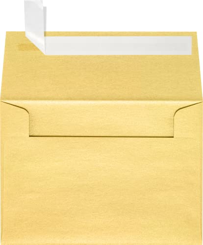 LUXPaper أظرف دعوات LUXPaper 4Bar A1 | قابلة للفتح والضغط | 3 5/8" × 5 1/8" | ذهبي معدني | 80 رطل نص | 50 عدد - Image 1