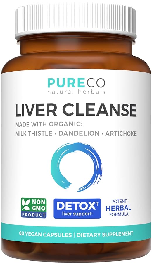 Organic Liver Cleanse Detox  Repair Vegan NonGMO Milk Thistle Extract 80 Silymarin Dandelion Root Artichoke Leaf Yellow Dock  Liver Health Support Supplement  60 Capsules No Pills