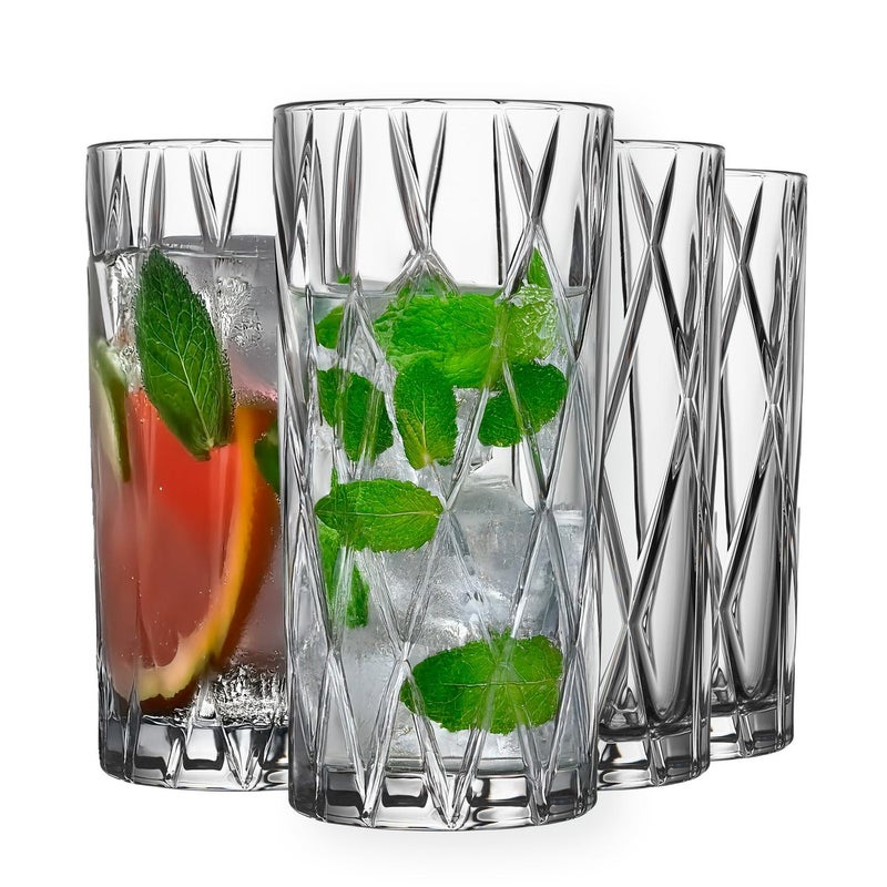 Orrefors City Highball Glass (Set of 4) - 12 Fl. Oz., Asymmetric Design, Versatile Glassware for Cocktails, Margaritas, Water, Iced Tea, Soda, Dishwasher Safe - Image 1