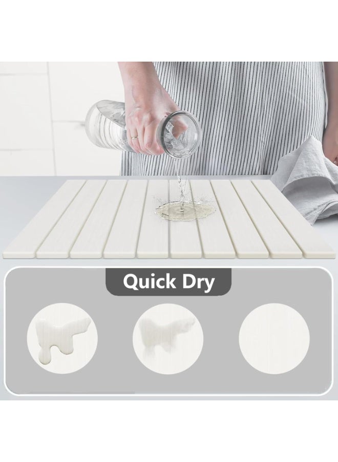 ZOXITY Kitchen Mat Stone Dish Drying Mat Big Size 24"L×16"W Square Foldable Fast Dry Super Absorbent Diatomaceous Earth Mats Ideal for kitchen countertops, plates, cups, chopsticks and cutlery. - Image 3