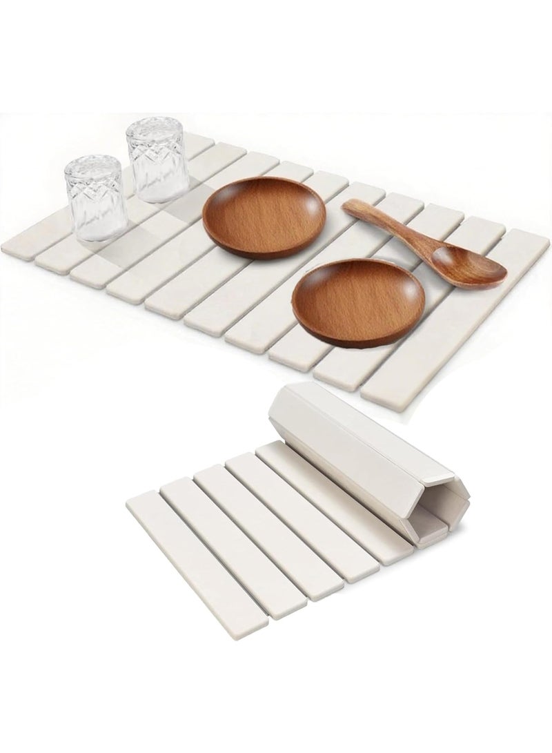 ZOXITY Kitchen Mat Stone Dish Drying Mat Big Size 24"L×16"W Square Foldable Fast Dry Super Absorbent Diatomaceous Earth Mats Ideal for kitchen countertops, plates, cups, chopsticks and cutlery. - Image 1