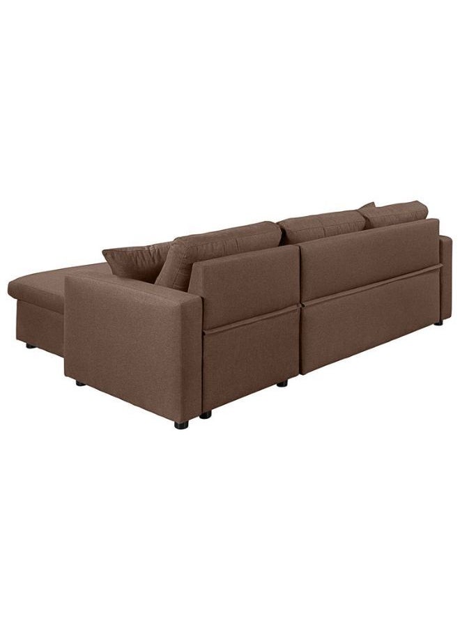 KARNAK - Hunter 3 Seater Diwan Sofa Bed With Cushions L-Shaped Storage Space | Convertible Living Room Furniture ‎Brown 210X160X75 Cm - Image 1