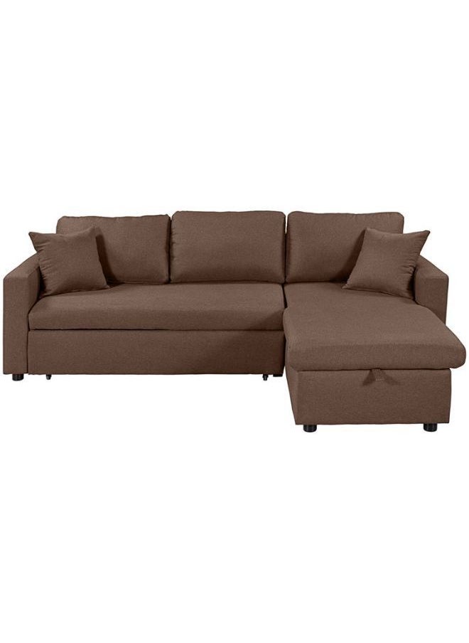 KARNAK - Hunter 3 Seater Diwan Sofa Bed With Cushions L-Shaped Storage Space | Convertible Living Room Furniture ‎Brown 210X160X75 Cm - Image 1