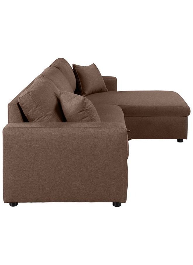 KARNAK - Hunter 3 Seater Diwan Sofa Bed With Cushions L-Shaped Storage Space | Convertible Living Room Furniture ‎Brown 210X160X75 Cm - Image 1