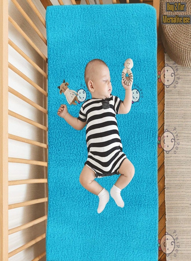 PIKIPOO High Absorbent Water Resistant Bed Protector Quickly Dry Washable Hygienic Baby Sheet Soft Breathable Smell Free Reusable Sheets for Babies Crib Matt (Double Bed (260 X 200 CM), Sky Blue) - Image 1