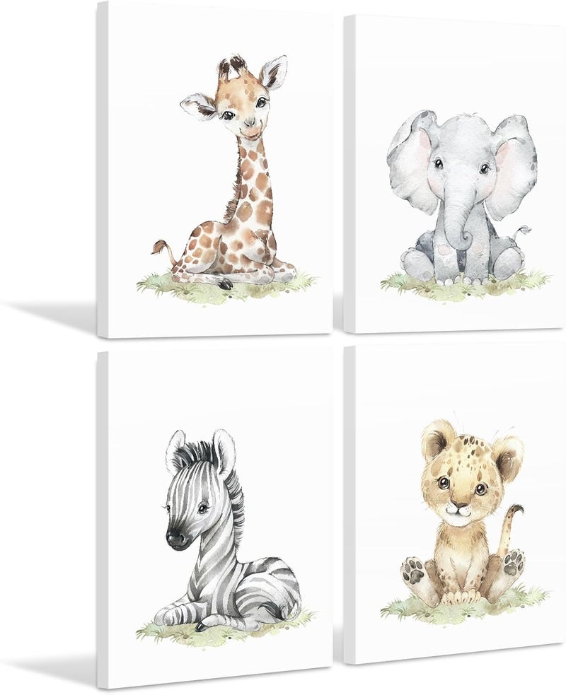Baccone Safari Nursery Animal Canvas Wall Art Set - Image 1