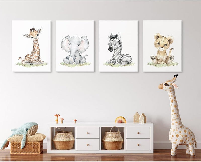 Baccone Safari Nursery Animal Canvas Wall Art Set - Image 5