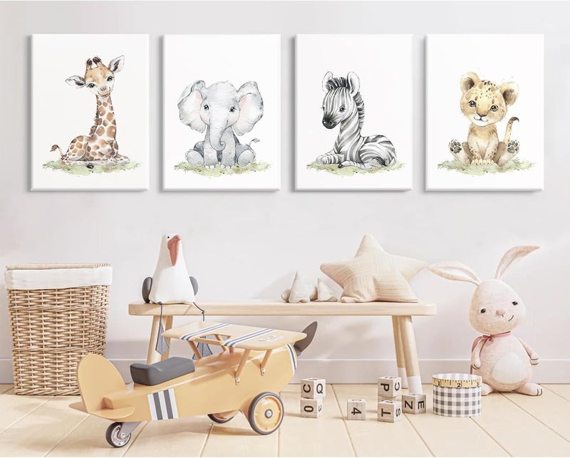 Baccone Safari Nursery Animal Canvas Wall Art Set - Image 3