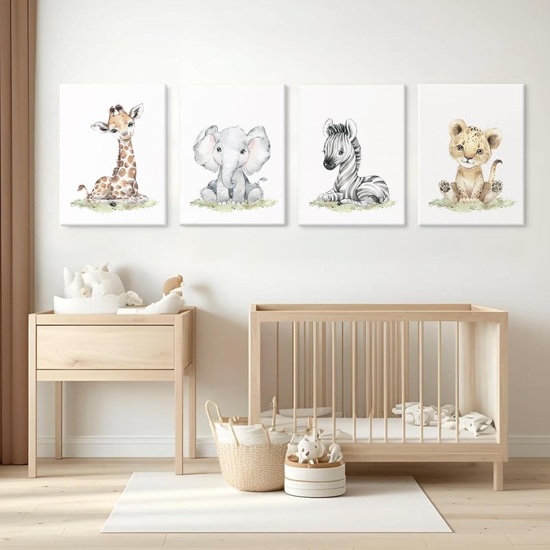 Baccone Safari Nursery Animal Canvas Wall Art Set - Image 4