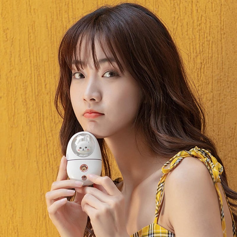 RiToEasysports Cute Animal Facial Mist Sprayer USB Rechargeable Mini Eye Face Humidifier, Ultrasonic Vibration Facial Sprayer Humidifier for Moisturizing, Ideal for Travel and Daily Use (White) - Image 3