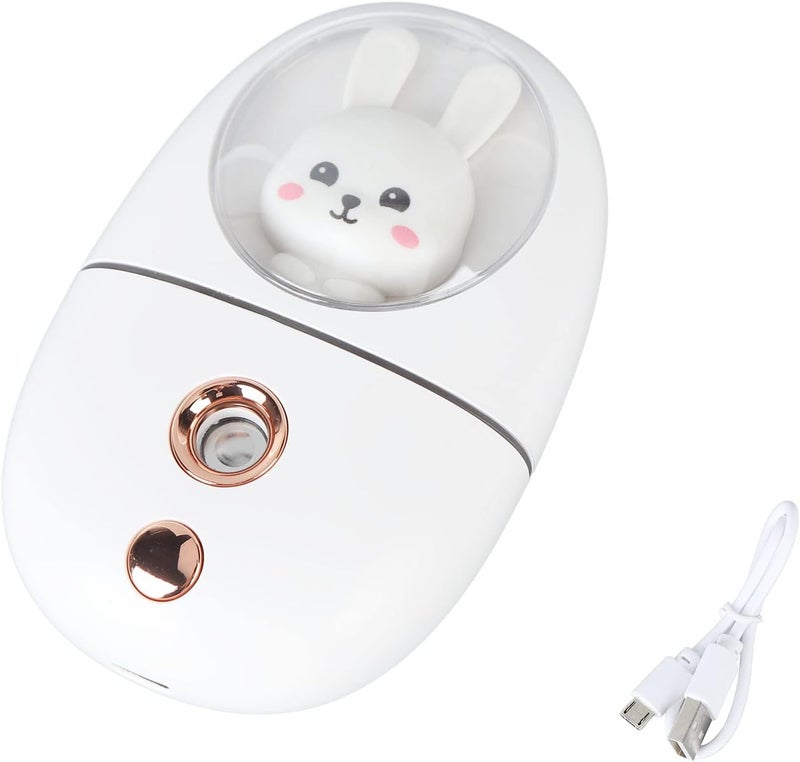 RiToEasysports Cute Animal Facial Mist Sprayer USB Rechargeable Mini Eye Face Humidifier, Ultrasonic Vibration Facial Sprayer Humidifier for Moisturizing, Ideal for Travel and Daily Use (White) - Image 1