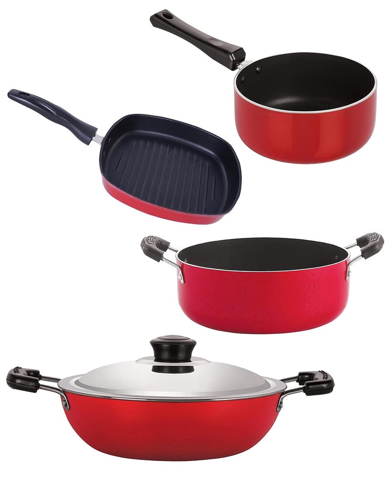 Nirlon Nirlon Gas Compatible Non Stick Aluminium Cookware Set of 4 Pieces DKDM_SPB_GP245_CS24  - Image 1