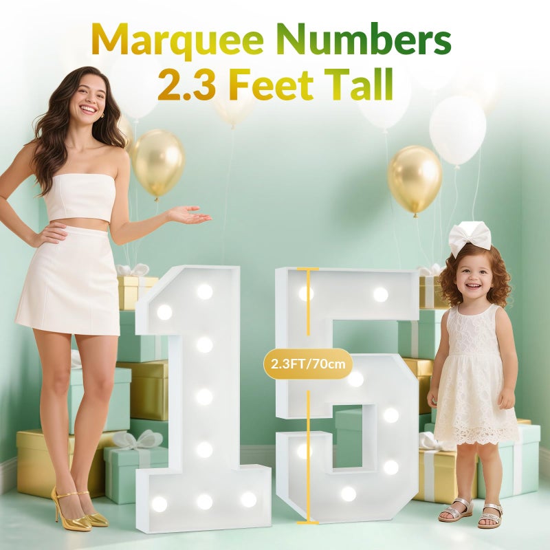 JoyMuse 2.3FT 15 Marquee Numbers, 15 Light up Numbers for Quinceanera Decor for Birthday Party Anniversary Backdrop - Image 5