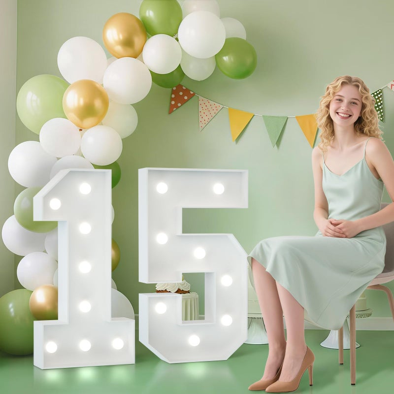JoyMuse 2.3FT 15 Marquee Numbers, 15 Light up Numbers for Quinceanera Decor for Birthday Party Anniversary Backdrop - Image 1