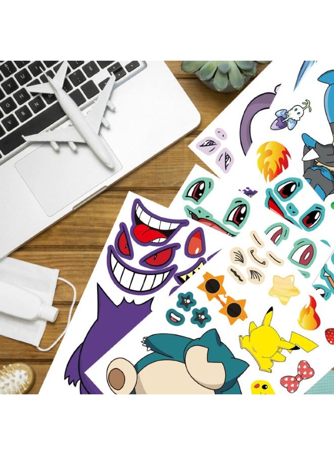 24-Piece Make a Face Stickers, Pokemon Theme Stickers Book Crafts for Kids, DIY Party Supplies Favors Make Your Own Stickers, for Birthday Gifts Reward（12 Styles, 24Pcs） - Image 5